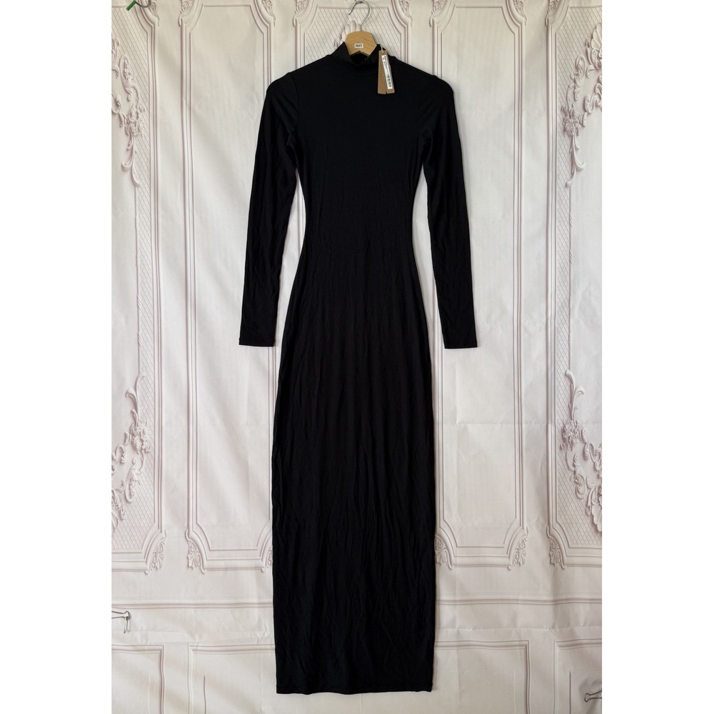 SKIMS SOLD Soft Lounge Turtleneck Long Sleeve Dress Onyx Black Size SOLD